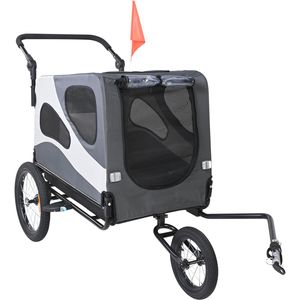 Remorque de vélo pour chien 2-en-1 avec support 100 lb, poussette et porte-animaux pliable facilement avec cadre à dégagement rapide - Product Image 1