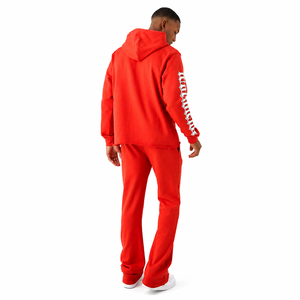 Conjunto Deportivo Rojo para Hombre con Capucha, Sudadera con Cierre Completo y Pantalones, Estampado Urbano, Ropa de Otoño - Product Image 2