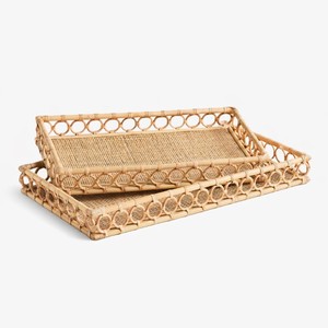 Luxury rattan serving trays dining <b>table</b> countertop storage beautiful display tray great quality - Product Image 2
