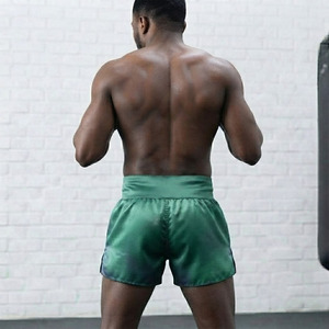 Custom Logo Green Tie-Dye Muay Thai Shorts | Premium Forest Satin Kickboxing <b>Trunks</b> | Professional <b>Men</b> & Women MMA Fightwear - Product Image 4