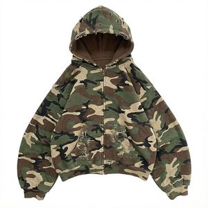 New Fashion Heavyweight Custom Logo Oversized Winter Hoodies Unisex Acid Wash <b>Sun</b> Fed Zipper Cotton/Polyester Windproof - Product Image 3