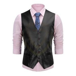 Gilet en cuir classique, veste sans manches tendance avec un matériau durable, gilet en cuir parfait pour les motards. - Product Image 1