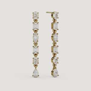 2 Ct Multi Shape Lab Grown Diamond Drop <b>Earring</b> Push Back Emerald Oval Marquise Elegant Wedding Statement Dangles 14k Solid Gold - Product Image 1