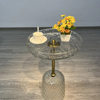 Nordischer Acryl-Beistelltisch, Transparenter Luxus-Couchtisch im Minimalistischen Design für Kleine Wohnzimmer, Runder Beistelltisch