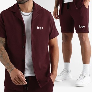 Conjuntos Deportivos Personalizados con Logotipo, Color Sólido, Camiseta de Manga Corta, Pantalones Cortos, Conjuntos Deportivos de 2 Piezas, Ropa para Hombre - Product Image 1