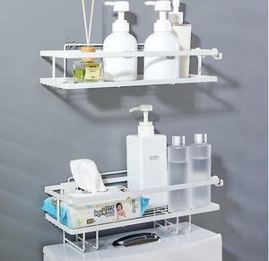 Étagère murale de salle de bain en acier inoxydable OEM/ODM, sans perçage, simple ou double couche, multifonctionnelle, pour toilettes - Product Image 1