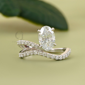Luxury 1.51 Carat Oval Lab Diamond Engagement <b>Ring</b> 14KT White Gold <b>Split</b> Shank Pave Bridal <b>Ring</b> Modern Minimalist Jewelry Silver - Product Image 1