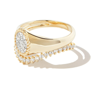 Yellow Gold Diamond Cluster <b>Ring</b> With Round Brilliant Cut For Women Classic Engagement Style - Product Image 2