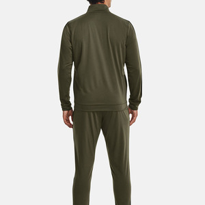 Men's Olive Green Tracksuit Set <b>Zip</b>-<b>Up</b> <b>Jacket</b> Elastic Waist Jogger Pants Casual Autumn Wear Solid Color Full Sleeve Regular Fit - Product Image 2