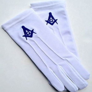 Guantes de Algodón Blancos con Emblema de Corona, Regalia Masónica de Alta Calidad, Estilo a Cuadros hasta el Codo, Transpirables para Exteriores, Colores Personalizables - Product Image 6