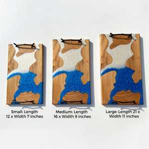 Elegant Handmade <b>Epoxy</b> Resin River Wood Serving Tray with Polished Metal Handles for Charcuterie, Cheese, <b>Coffee</b> & Tea Serving - Product Image 3