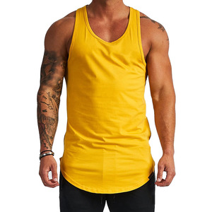 Men's Yellow Solid Color O-Neck Sleeveless Tank <b>Top</b> Casual Knitted Vest <b>Plus</b> <b>Size</b> - Product Image 1