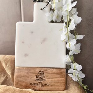 Tabla de Quesos de Mármol y Madera de Acacia de Primera Calidad con Cuchillos para Queso de Acero Inoxidable Dorado, Juego de Servicio de Charcutería Premium - Product Image 2