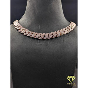 Collar de cadena cubana de diseño con piedras de diamante moissanita, joyería hip hop para hombres y mujeres de Trisha Jewels - Product Image 2