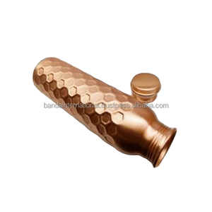 Botella de Cobre Martillado con Acabado Pulido, Hecha a Mano en India, con Beneficios para la Salud, Botella de Metal para Beber Agua - Product Image 6