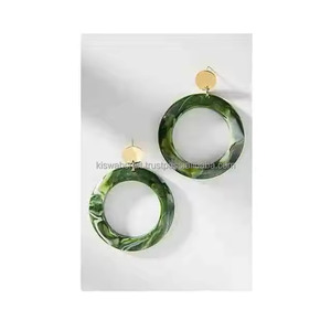 Luxury Design Clear Pure Resin <b>Hoop</b> Earrings Statement Top Selling <b>Gold</b> Metal Fashion <b>Chunky</b> Jewelry Accessories - Product Image 1