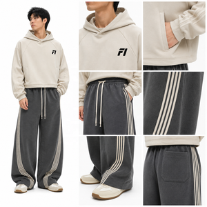 High Quality Sets Custom OEM-Logo Men's Solid Casual Winter/Autumn Oversized Pullover <b>Hoodies</b> & Baggy Sweatpants Tracksuits - Product Image 5