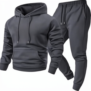 Ensemble de survêtement unisexe rose à capuche, couleur unie, fermeture à cordon, manches longues, pour l'automne - Product Image 6