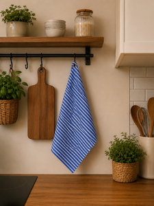 Blue Striped <b>Kitchen</b> Tea <b>Towel</b> Cotton Drying Cloth Absorbent Cleaning Rag for Cookware Counter - Product Image 1