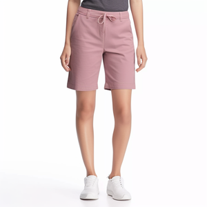 Shorts Florales Tejidos Rosas para Mujer, Cintura Media, Cordón Ajustable, Casuales, Transpirables, Antiestáticos, de Poliéster/Algodón Lavado, Corte Regular - Product Image 2