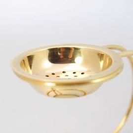 Modern Gold Metal Bakhoor <b>Burner</b> Contemporary Tea Light Incense Censer with Double Arch Stand for Oud Resin and Essential <b>Oils</b> - Product Image 6