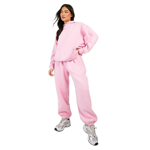 Best Quality Women Cotton Blend <b>Tracksuit</b> Pullover Hoodie and Jogger Pants Custom Logo Winter Sportswear Supplier - Product Image 3