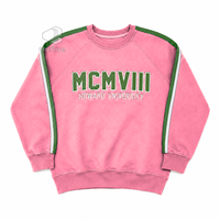 Alpha |   Kapa |   Sweat-shirt universitaire Alpha MCMVIII pour femme, style grec, vert et rose, col rond, vêtements de sport
