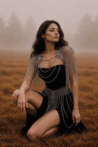 Robe en maille de chevalier Valkyrie faite à la main – Costume de reine guerrière fantastique, tenue de festival Renaissance - Product Image 3