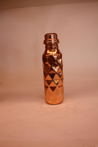 Pure <b>Copper</b> Water <b>Bottle</b> Handmade Geometric Design with Screw Lid Ayurvedic Drinkware Reusable Wellness <b>Bottle</b> Premium Handcraft - Product Image 3