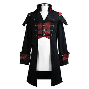 2026 Fashion Steampunk Men's Vintage <b>Gothic</b> Long Coat Black And Red Top Selling Cape Handmade <b>Jacket</b> - Product Image 1