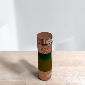 Leak-Proof Pure Copper Ayurvedic <b>Flask</b> – Green Ombre & Hammered Finish. ( Certified pure copper ) - Product Image 2