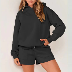 Conjunto de 2 Piezas para Mujer, Shorts de Color Sólido, Sin Mangas, Estilo Casual Holgado con Bolsillo, Poliéster/Algodón, Verano - Product Image 1