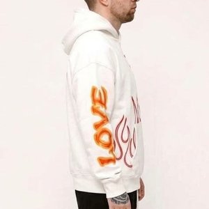 New Sale Custom Oversized Men's Hooded Sweatshirt <b>White</b> Cotton Knitted Streetwear Print Front Pocket Autumn Wear Regular Sleeve - Product Image 3