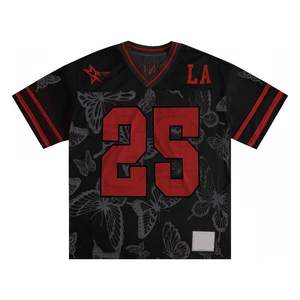 Camiseta de Baloncesto Personalizada con Malla, Cuello en V, Manga Corta, Roja, Número 25, Impresión por Transferencia de Calor, Absorbe la Humedad, Transpirable, Deportiva - Product Image 1