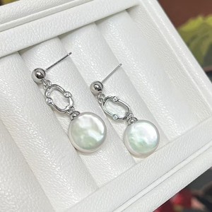 11-12mm Large Natural Freshwater Pearl <b>Earrings</b> Simple Design 925 <b>Silver</b> Needle Luxury <b>Dangle</b> Fashion for Women - Product Image 2
