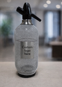 Stainless Steel Soda Siphon With Mesh Cover And Black nozzle - Product Image 2