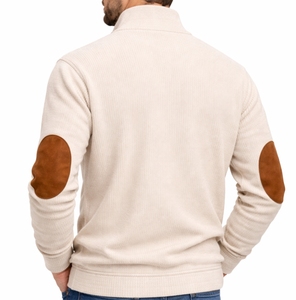 Suéter Casual Personalizado para Hombre, con Botones, Tejido de Punto, Parche Texturizado en el Codo, 100% Algodón, Corte Regular Cómodo con Contraste - Product Image 2