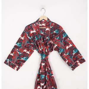 Kimono de Mujer 100% Algodón, Romántico, Sexy, con Estampado Floral, Transpirable, Largo, para Primavera/Verano, Ropa de Dormir, Traje de Playa - Product Image 2