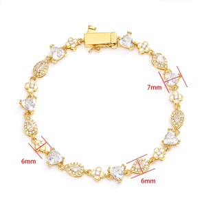 Pulsera de Plata 925 para Mujer con Moissanita en Forma de Corazón y Pera, Cadena Floral Pavé, Joyería de Lujo para Muñeca, Regalo - Product Image 1