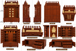 South Indian Ashtalakshmi Pooja <b>Mandir</b> with Doors Teak Wood Customized Size Durable Fast Delivery Home Furniture - Product Image 5