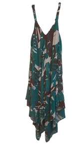 Robe longue en mousseline asymétrique à col en V pour femme, bretelles spaghetti, style bohème, coupe ample, lavable, respirante, décontractée pour l'été - Product Image 3