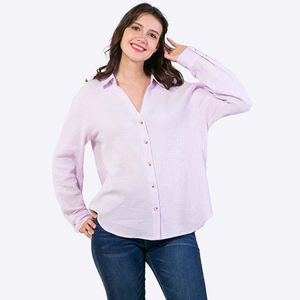 <b>Women's</b> <b>White</b> <b>Short</b> <b>Sleeve</b> Button-Down Casual <b>Shirt</b> 100% Cotton Jersey Fabric Regular Fit O-Neck Collar Spring Season Wear - Product Image 6