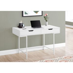 Scrivania Moderna Contemporanea da 48 Pollici per Ufficio e Casa con Cassetti in Metallo Bianco e Laminato - Product Image 5