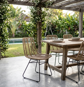Silla de Comedor Moderna para Jardín, de Mimbre Sintético y Ratán PE, Estilo Contemporáneo Minimalista, con Patas de Metal, para Patio, Restaurante o Cafetería - Product Image 6