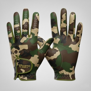 Custom Camo Colour Golf <b>Gloves</b> Cabretta Leather Full Finger Left Hand Golf <b>Glove</b> Soft Breathable Lightweight Non-Slip Cabretta - Product Image 1