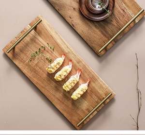 Bandeja de Servir de Madera Natural de Vietnam LAC VIET con Asa de Metal, Acabado Cepillado de Grado Comercial, Patrón Tribal, Tamaño Personalizable, para Alimentos - Product Image 5