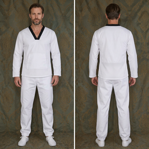 Uniforme de tournoi de Taekwondo traditionnel unisexe, coupe droite, longueur 2,2 m, tissu polyester extensible, doublure en maille, taille haute - Product Image 1