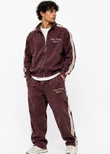 Conjunto Deportivo para Hombre, Sudadera con Cierre Completo y Bolsillo Frontal, Corte Regular, Ropa Deportiva Casual para Otoño, Color Lavado Ácido, Poliéster Mate - Product Image 5