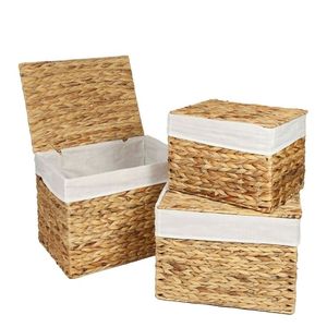 Caja de Jacinto de Agua de Alta Calidad, Hecha a Mano en Vietnam, Contenedor de Almacenamiento con Tapa y Forro de Tela para Estante de Despensa - Product Image 6