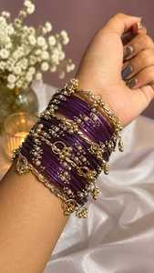 Ensemble de bijoux de mariage pour mariée, bracelets en verre traditionnels du Cachemire, couleurs personnalisées, multicolores, plaqués or - Product Image 2